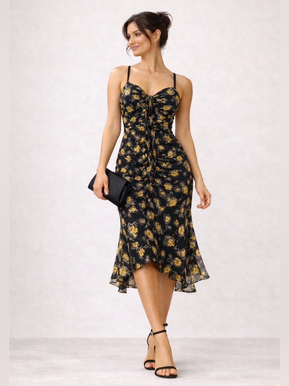 Cinq à sept Midi dress Margot Milk maid Silk Floral print Coquette Flowy Size 4